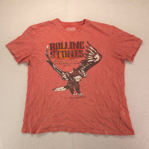 The Rolling Stones Band Crew Neck Short Sleeve T Shirt Mens Size L Orange - Picture 2 of 9